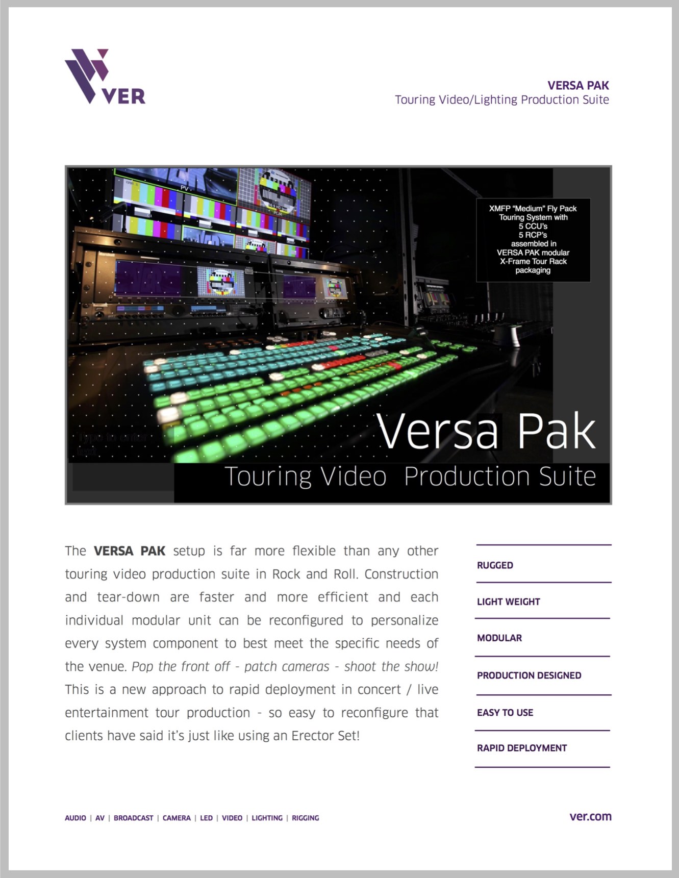 Versa Pak Video/Lighting Touring Systems: We Make Creativity Happen!