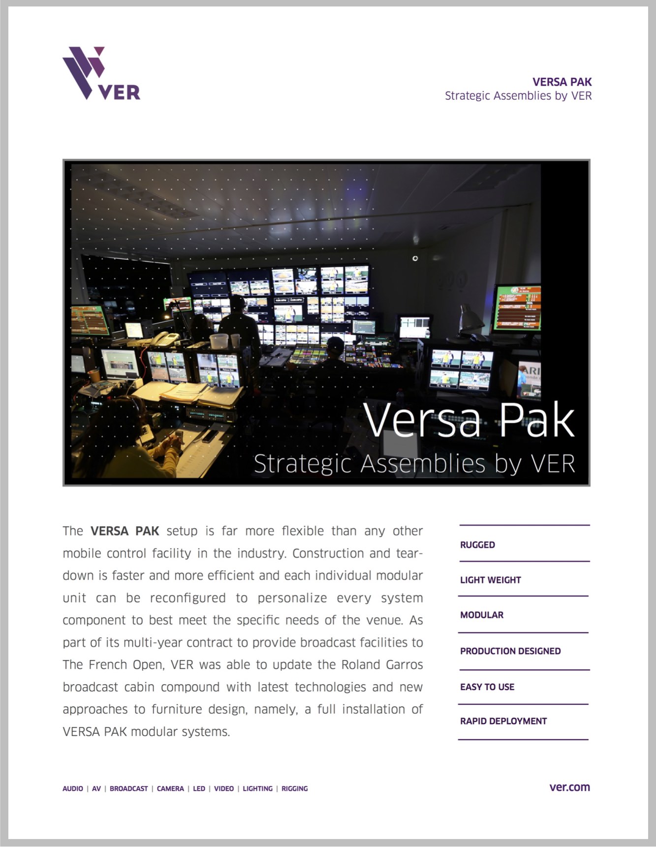 Versa Pak Modular Control Room Systems: We Make Creativity Happen!